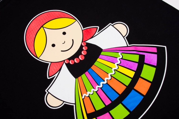 koszulka-t-shirt-damska-luzna-czarna-lowiczanka-lowickie-wzory-polskie