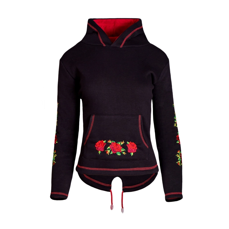 Czarna bluza z kapturem ludowe hafty
