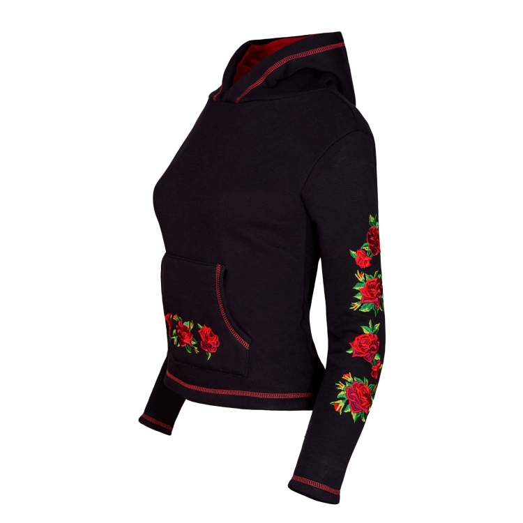 Czarna bluza z kapturem ludowe hafty