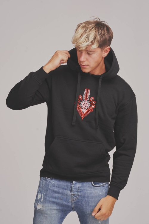 Czarna bluza z kapturem parzenica góralska unisex