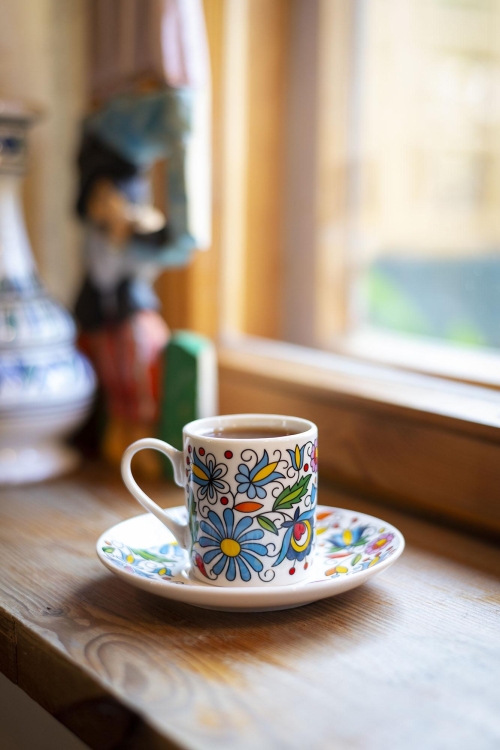 Zestaw filiżanek do espresso folk kaszubskie  set 2 szt