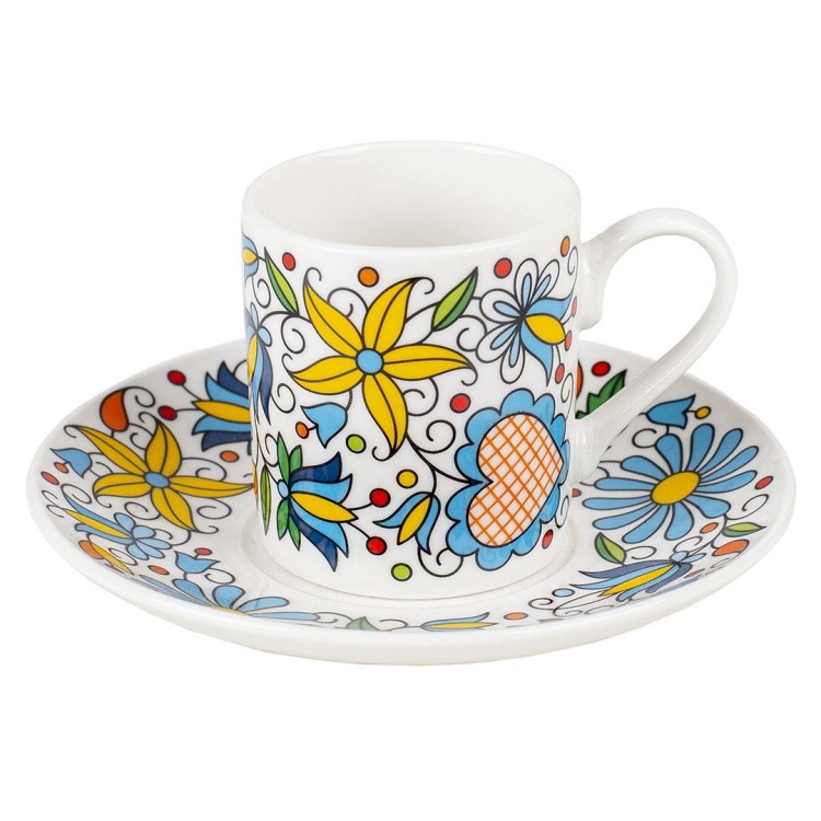 Zestaw filiżanek do espresso folk kaszubskie  set 2 szt