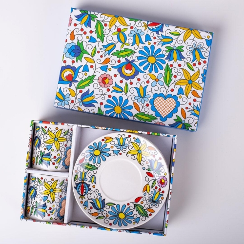 Zestaw filiżanek do espresso folk kaszubskie  set 2 szt