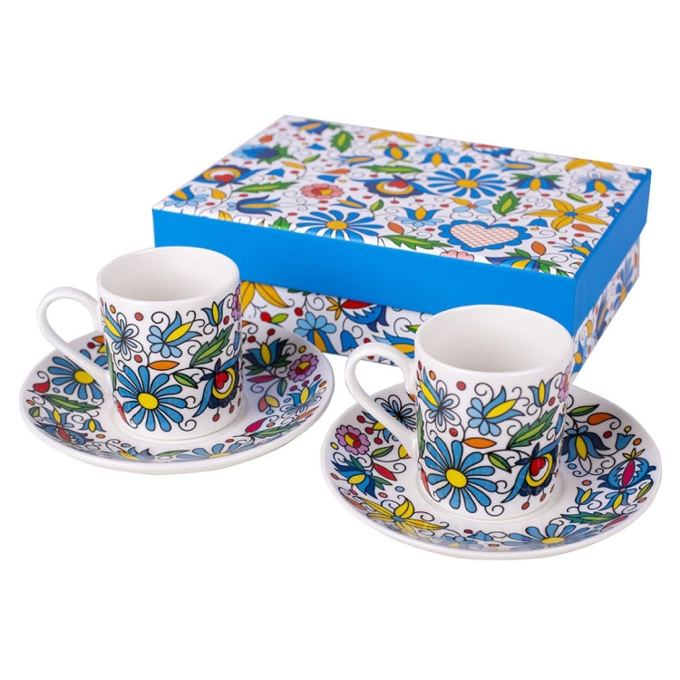 Zestaw filiżanek do espresso folk kaszubskie  set 2 szt