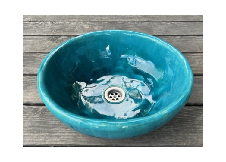 Ceramiczna umywalka misa turkusowa