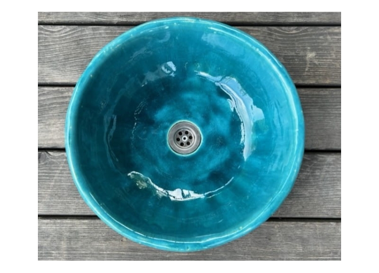 Ceramiczna umywalka misa turkusowa