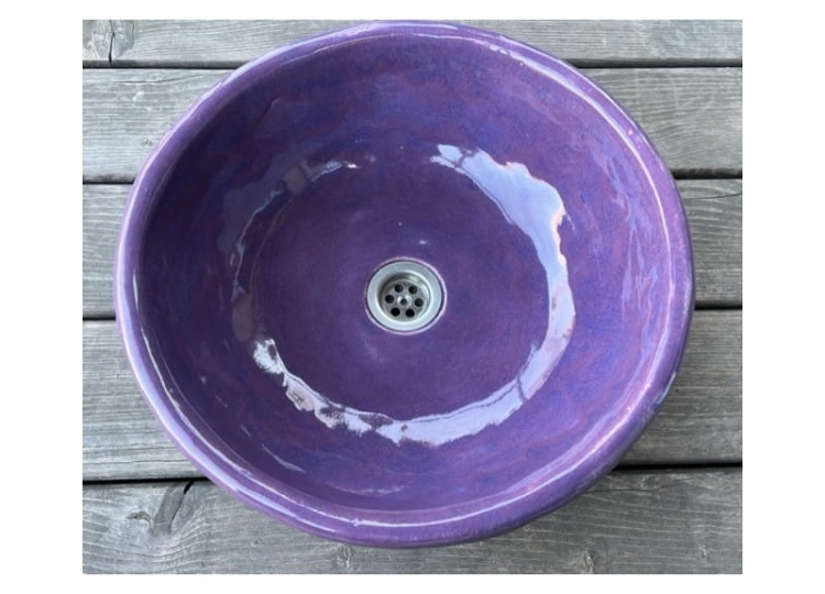 Duża ceramiczna umywalka nablatowa fiolet