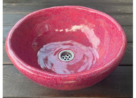Ceramiczna umywalka nablatowa misa ręcznie robiona różowa