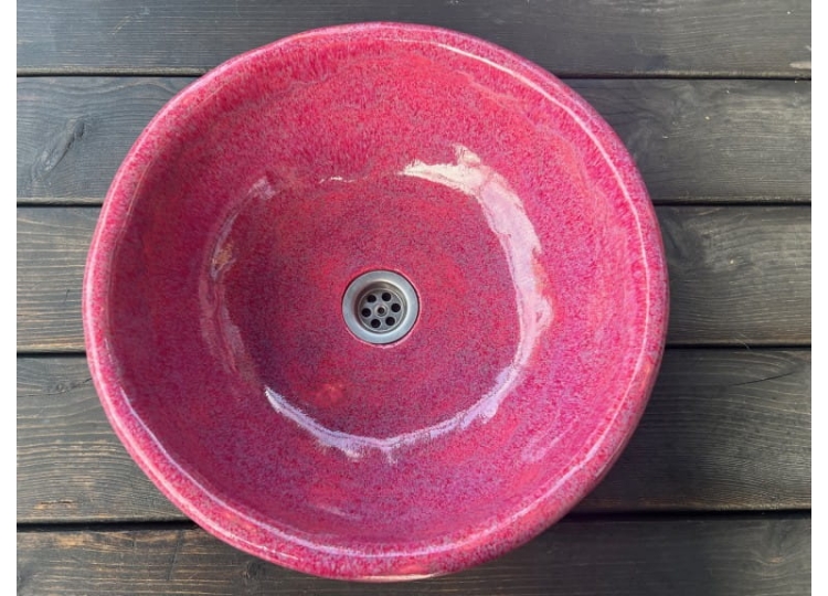 Ceramiczna umywalka nablatowa misa ręcznie robiona różowa