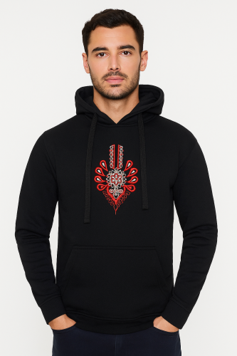 Czarna bluza z kapturem parzenica góralska unisex