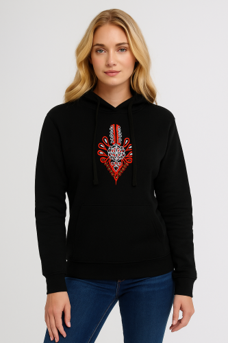 Czarna bluza z kapturem parzenica góralska unisex