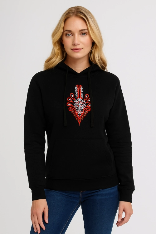 Czarna bluza z kapturem parzenica góralska unisex