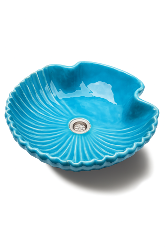 Duża ceramiczna umywalka muszla niebieska