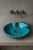 Duża ceramiczna umywalka muszla turkus