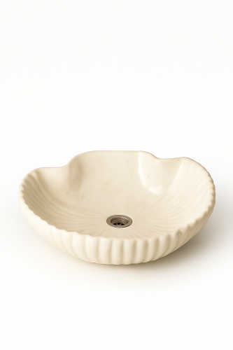 Duża ceramiczna umywalka muszla ecru