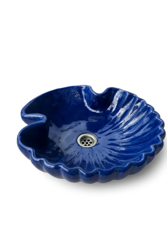 Duża ceramiczna umywalka muszla granatowa