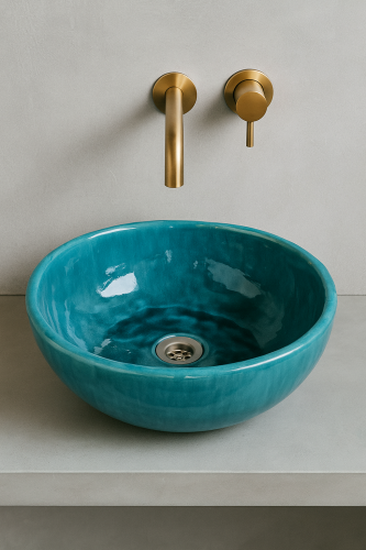 Ceramiczna umywalka misa turkusowa