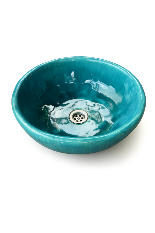 Ceramiczna umywalka misa turkusowa