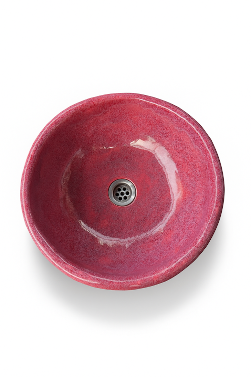 Ceramiczna umywalka nablatowa misa ręcznie robiona różowa
