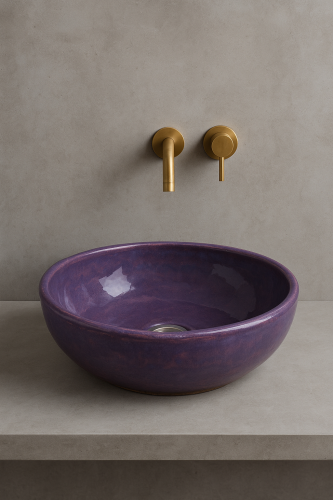 Duża ceramiczna umywalka nablatowa fiolet