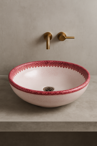 Ceramiczna umywalka nablatowa z efektem crackle