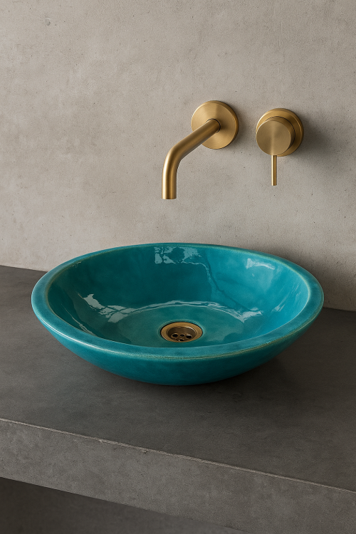 Ceramiczna umywalka nablatowa ręcznie robiona