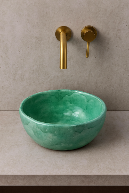 Mała ceramiczna umywalka mięta 29 cm