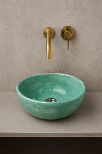 Mała ceramiczna umywalka mięta 29 cm