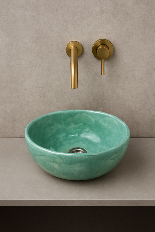 Mała ceramiczna umywalka mięta 29 cm