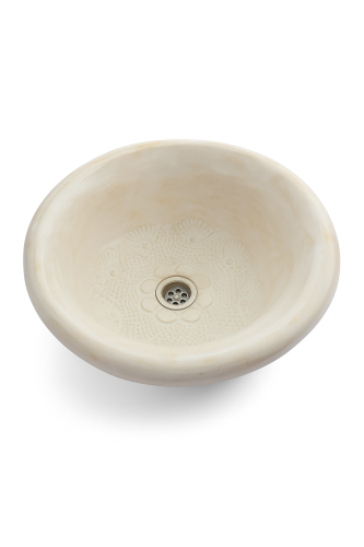 Ceramiczna umywalka nablatowa wpuszczana kremowa 41 cm