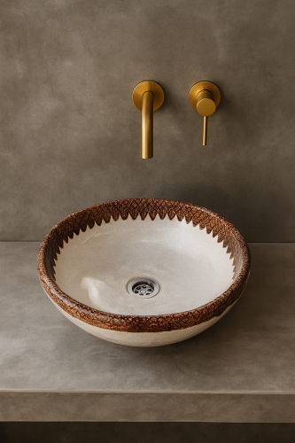 Ludowa ceramiczna umywalka z koronką 38 cm