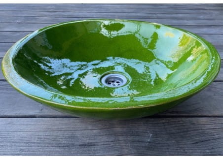 Umywalka nablatowa folk ręcznie formowana zielona 42 cm