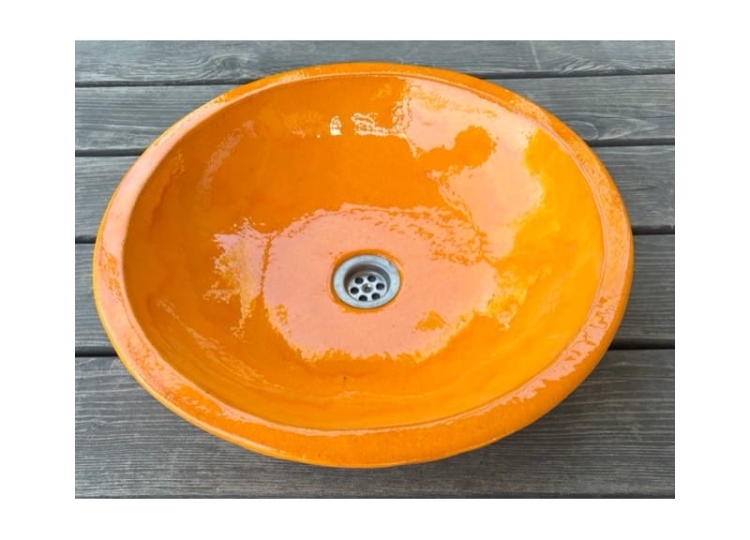 Umywalka nablatowa folk ręcznie formowana pomarańczowa 42 cm