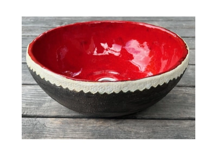 Przecierana ceramiczna umywalka z koronką 38 cm