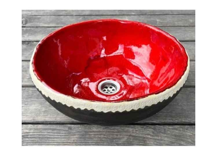 Przecierana ceramiczna umywalka z koronką 38 cm
