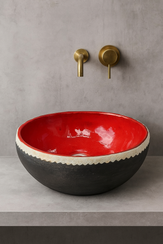 Przecierana ceramiczna umywalka z koronką 38 cm