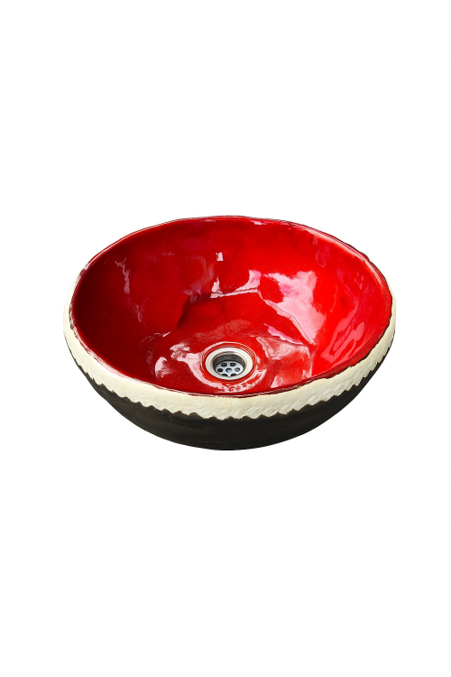 Przecierana ceramiczna umywalka z koronką 38 cm