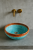 Turkusowa ceramiczna umywalka z koronką 38 cm