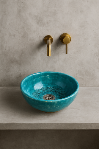 Mała ceramiczna umywalka z koronką 29 cm