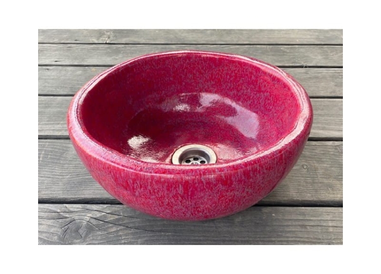 Mała ceramiczna umywalka różowa 29 cm