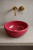 Mała ceramiczna umywalka różowa 29 cm