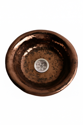 Mała ceramiczna umywalka folk ręcznie robiona brązowa 29 cm