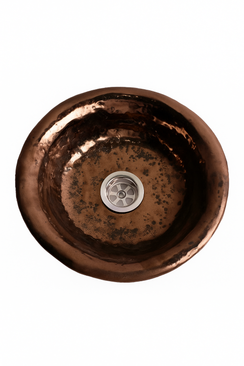 Mała ceramiczna umywalka folk ręcznie robiona brązowa 29 cm