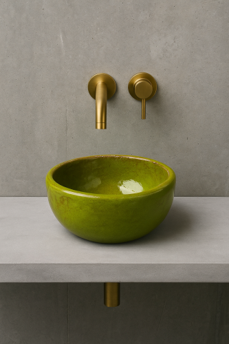 Mała ceramiczna umywalka zieleń 29 cm