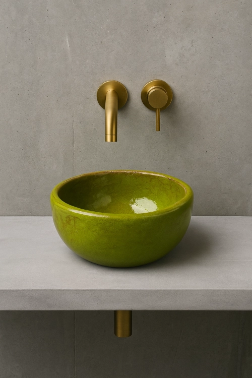Mała ceramiczna umywalka zieleń 29 cm