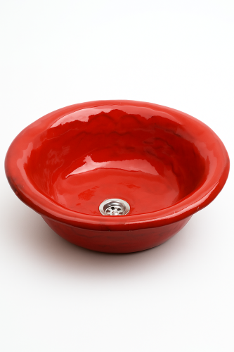 Ceramiczna umywalka nablatowa wpuszczana czerwona 41 cm