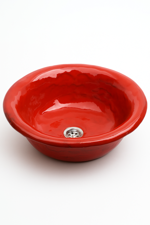 Ceramiczna umywalka nablatowa wpuszczana czerwona 41 cm
