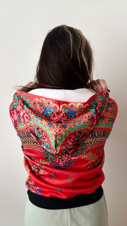 Bluza z kapturem Folky pomarańczowa Sadowska Fashion