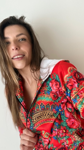 Bluza z kapturem Folky pomarańczowa Sadowska Fashion