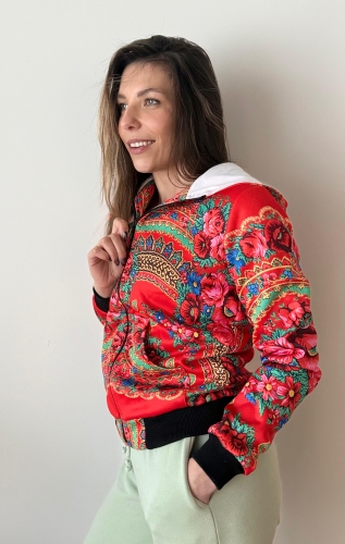 Bluza z kapturem Folky pomarańczowa Sadowska Fashion